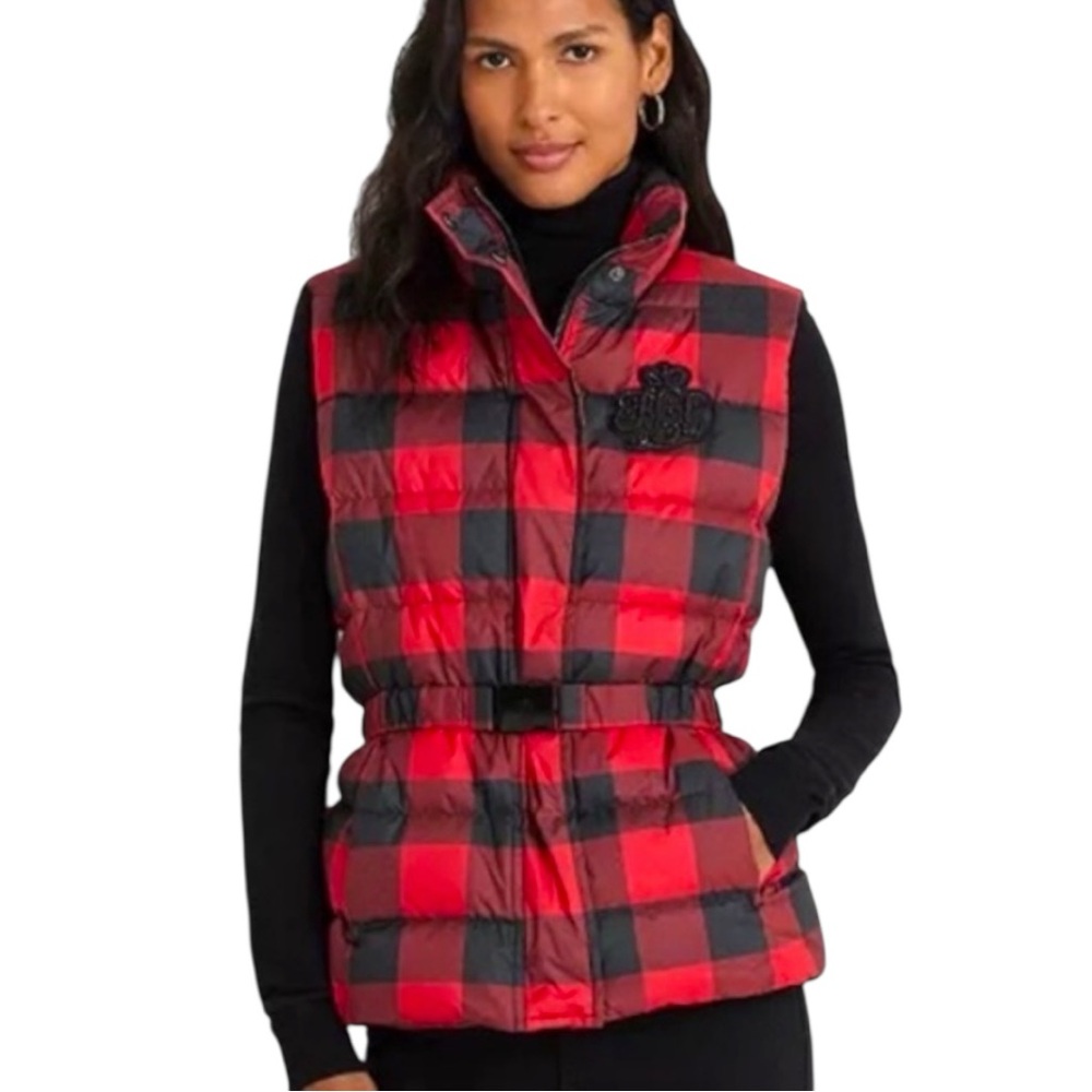 Ralph Lauren Black Label Buffalo Plaid Check Puffer Vest Red Black 16